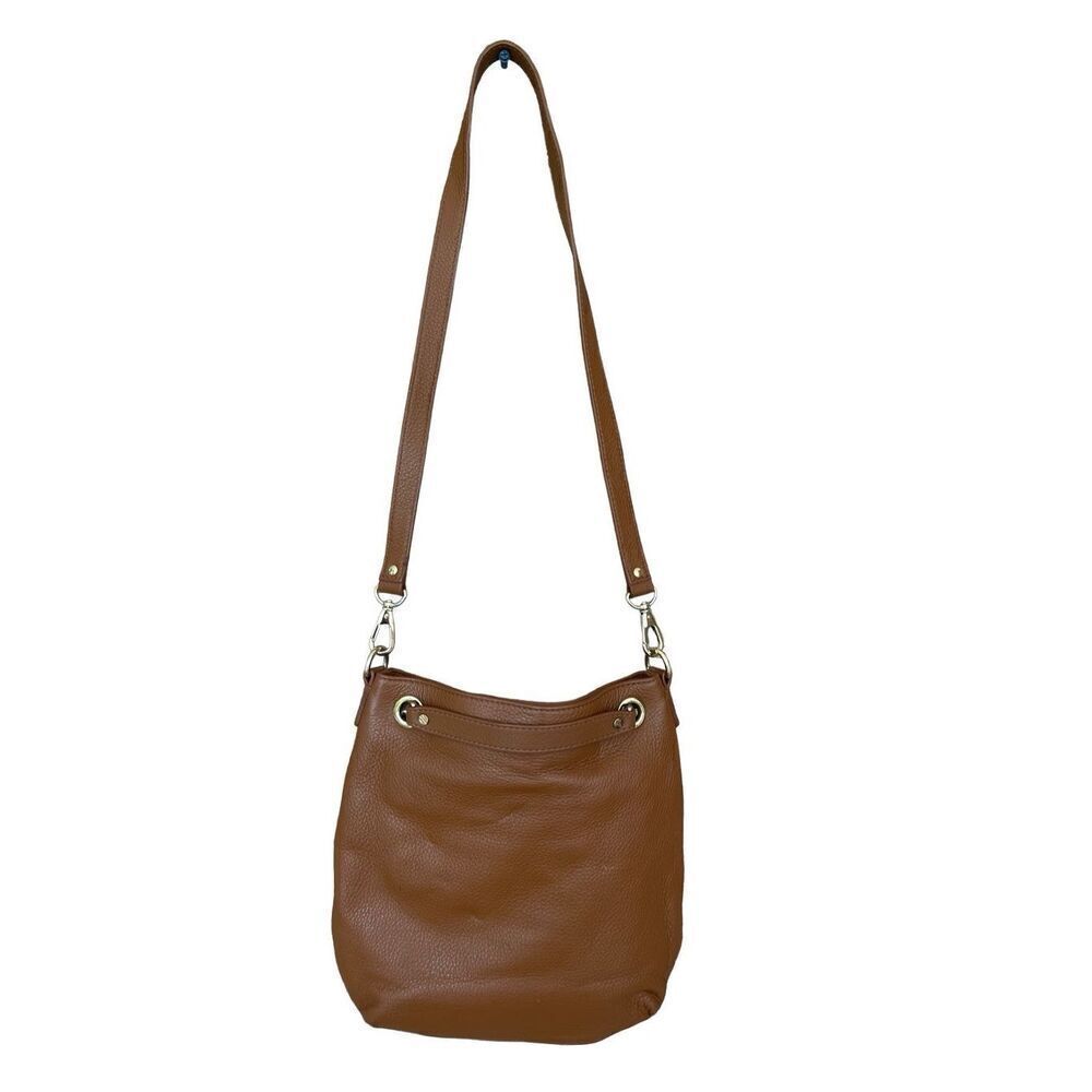 Michael Kors Womens Brown Gold Tone Chain Strap Leather Crossbody Bag